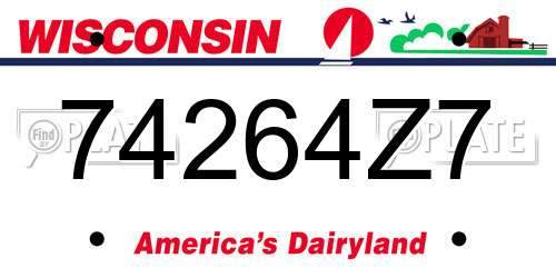 74264Z7 Wisconsin License Plate