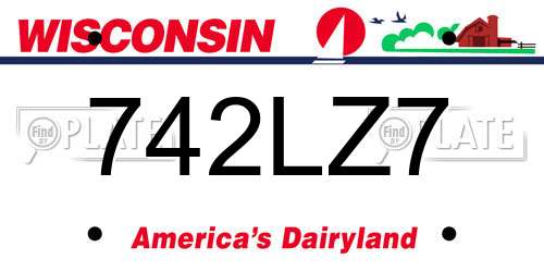 742LZ7 Wisconsin License Plate