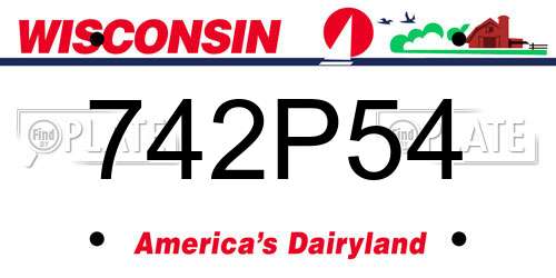 742P54 Wisconsin License Plate