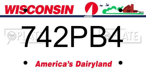 742PB4 Wisconsin License Plate