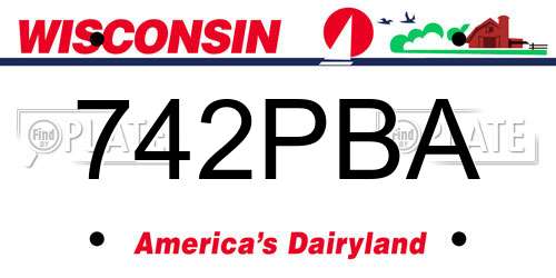 742PBA Wisconsin License Plate