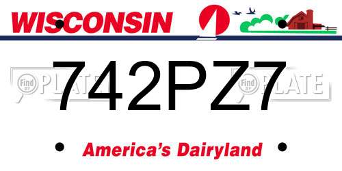 742PZ7 Wisconsin License Plate