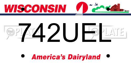 742UEL Wisconsin License Plate