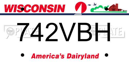742VBH Wisconsin License Plate