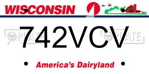 742VCV Wisconsin License Plate