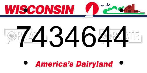 7434644 Wisconsin License Plate
