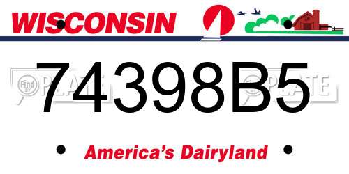 74398B5 Wisconsin License Plate