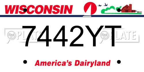 7442YT Wisconsin License Plate