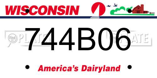 744B06 Wisconsin License Plate