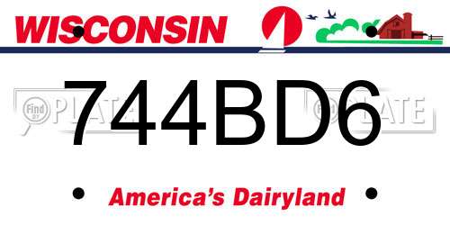 744BD6 Wisconsin License Plate