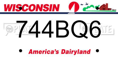 744BQ6 Wisconsin License Plate