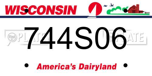 744S06 Wisconsin License Plate