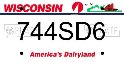 744SD6 Wisconsin License Plate