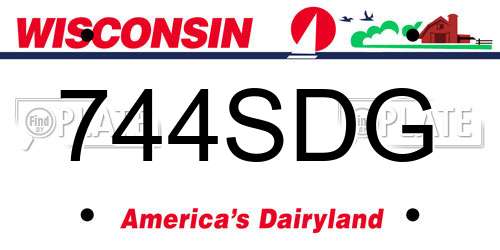 744SDG Wisconsin License Plate