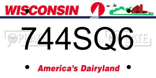 744SQ6 Wisconsin License Plate