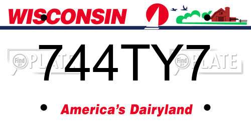 744TY7 Wisconsin License Plate