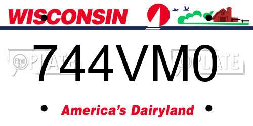744VM0 Wisconsin License Plate