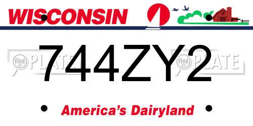 744ZY2 Wisconsin License Plate