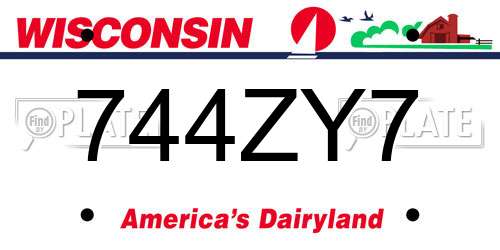 744ZY7 Wisconsin License Plate