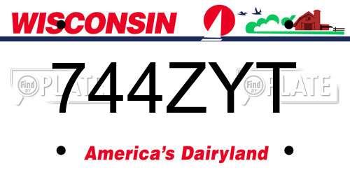 744ZYT Wisconsin License Plate