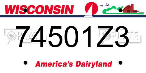 74501Z3 Wisconsin License Plate