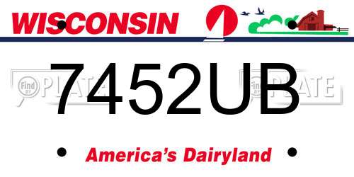 7452UB Wisconsin License Plate
