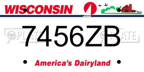 7456ZB Wisconsin License Plate