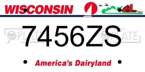 7456ZS Wisconsin License Plate