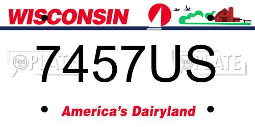 7457US Wisconsin License Plate