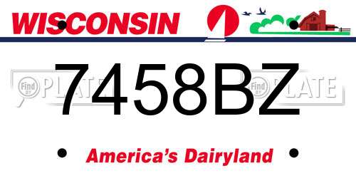 7458BZ Wisconsin License Plate