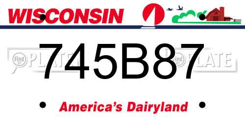 745B87 Wisconsin License Plate