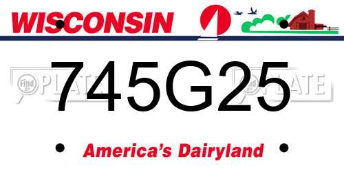 745G25 Wisconsin License Plate
