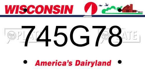 745G78 Wisconsin License Plate