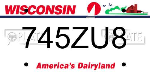 745ZU8 Wisconsin License Plate