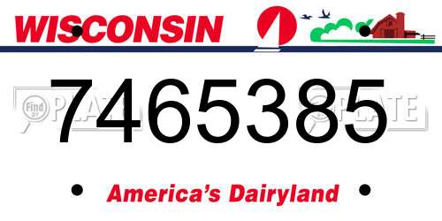 7465385 Wisconsin License Plate