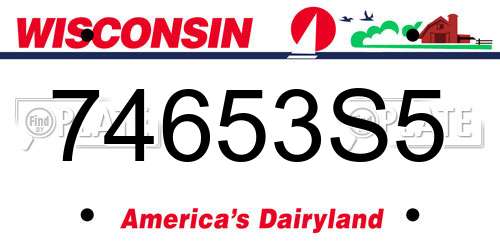 74653S5 Wisconsin License Plate