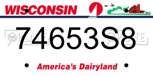 74653S8 Wisconsin License Plate