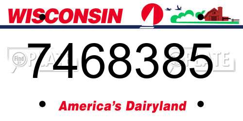 7468385 Wisconsin License Plate