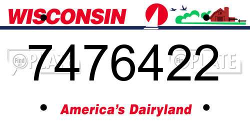 7476422 Wisconsin License Plate