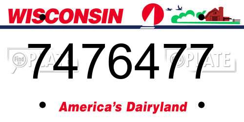 7476477 Wisconsin License Plate