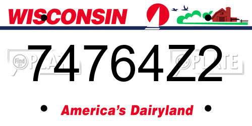74764Z2 Wisconsin License Plate