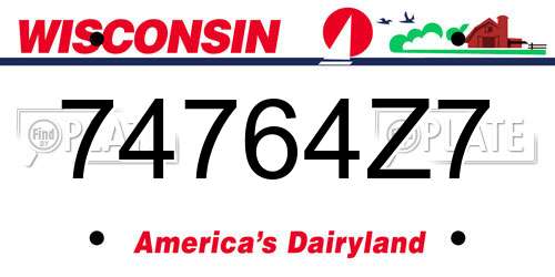 74764Z7 Wisconsin License Plate