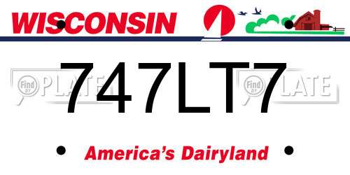 747LT7 Wisconsin License Plate