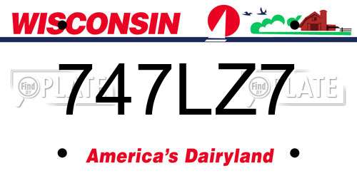 747LZ7 Wisconsin License Plate