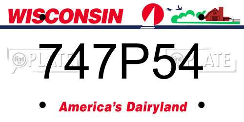 747P54 Wisconsin License Plate