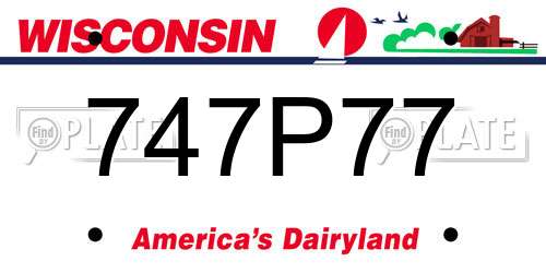 747P77 Wisconsin License Plate