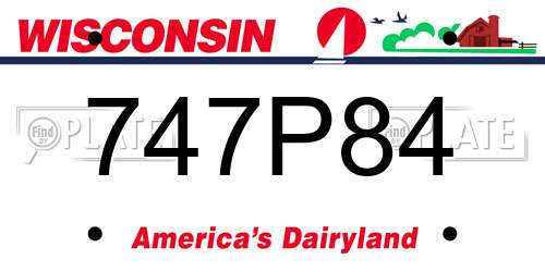 747P84 Wisconsin License Plate
