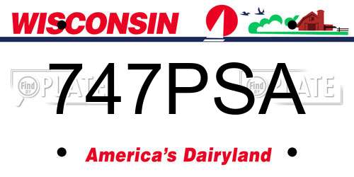 747PSA Wisconsin License Plate