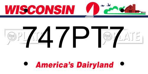 747PT7 Wisconsin License Plate