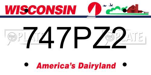 747PZ2 Wisconsin License Plate